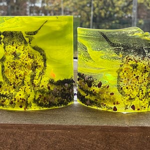 Highland cow fused glass curve, t-light shade,  candle holder, farm animal ornament, farm animal gift