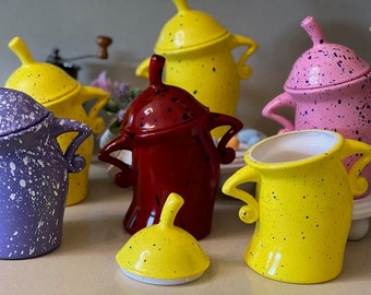 Whimsical teapot canisters, Plastic, kitchen canisters, Retro character canisters