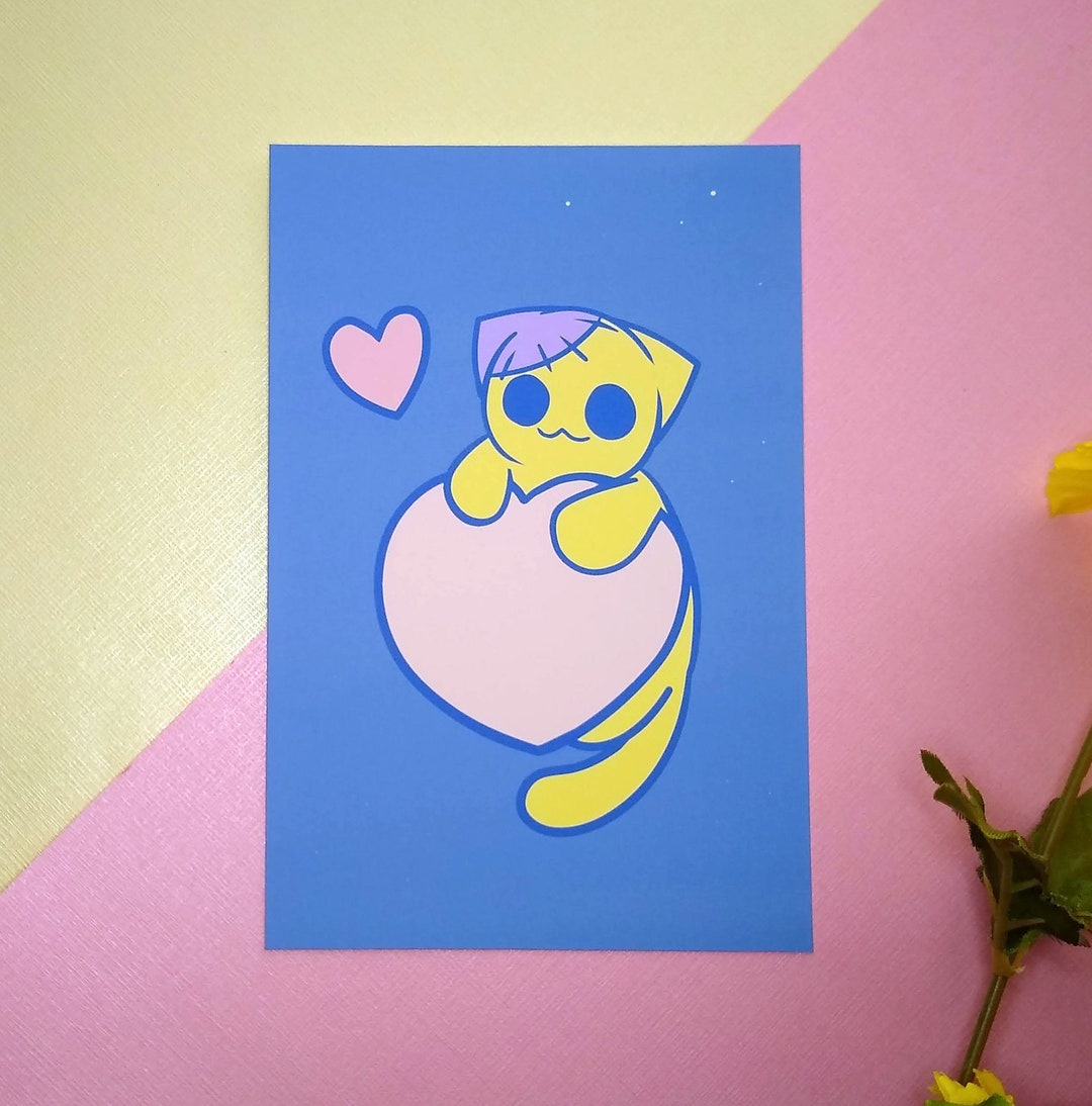 Cute Art Print 4x6 Kawaii Illustrated Cat Print Wall Decor Etsy