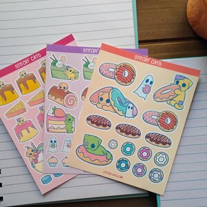 Cats and Desserts Sticker Sheet Bundle for Journal, Planner, etc