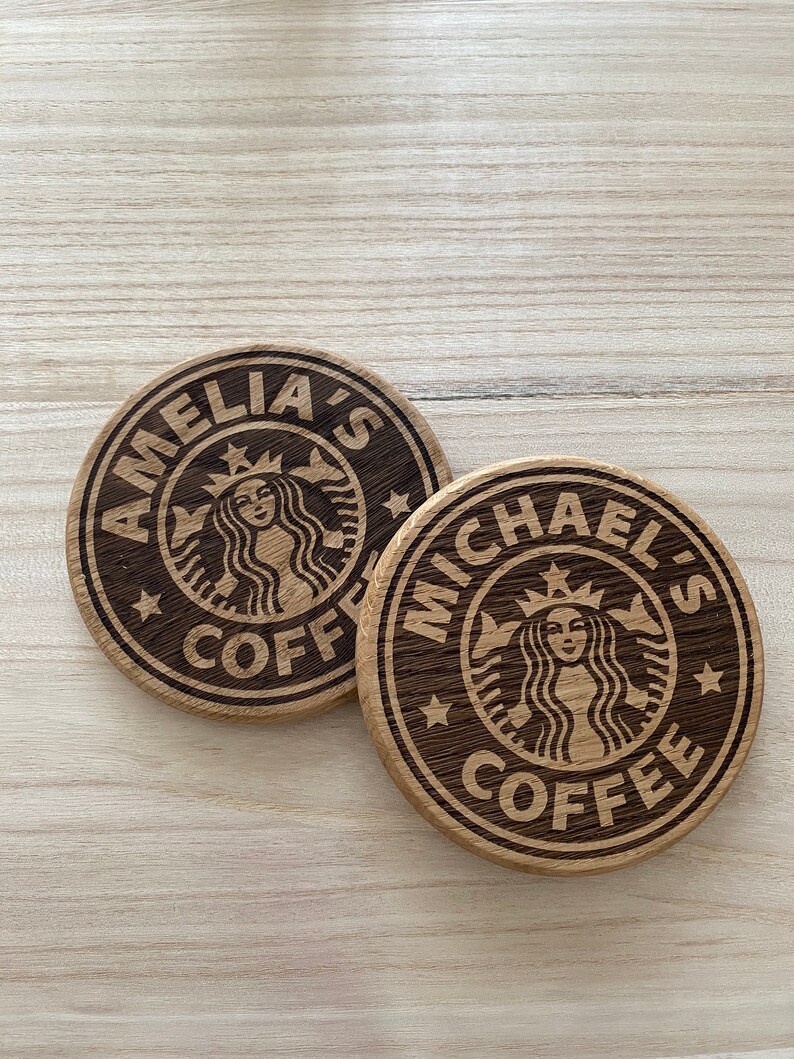 Personalised Starbucks Engraved Coasters Perfect Gift Etsy