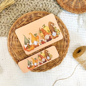 Fall Gnomes Orange Boho Postcard - Set of Three; Autumn Art; Thanksgiving Postcard; Halloween Postcard;