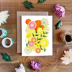 All Occasion Citrus Grußkarte, Multi-Occasion, blanko Florale Karte, illustrierte handgemachte Notizkarte