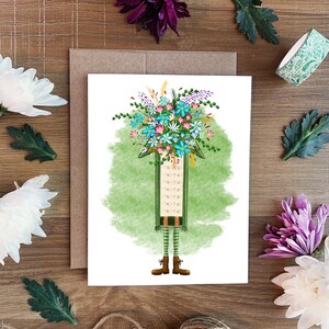 Carte de vœux All Occasion Bouquet, Carte Multi-Occasion, Carte Jardinière Vierge, Carte De Note Illustrée Faite à la Main