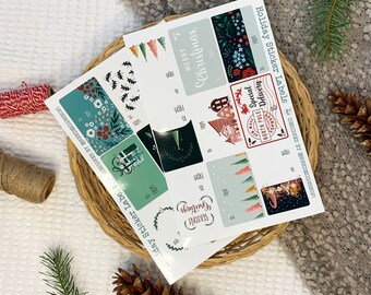 Assorted Boho Winter Gift Labels - Set of Eighteen, Unique Holiday Gift Tag Sticker Sheet, Christmas Present Tags