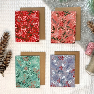 Warme winterbloemen wenskaarten, set van acht kaarten, kerstkaartenset