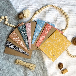 Cartes de vœux florales modernes, pack de cartes de notes vierges, ensemble de sept, ensemble de cartes terreuses toutes occasions