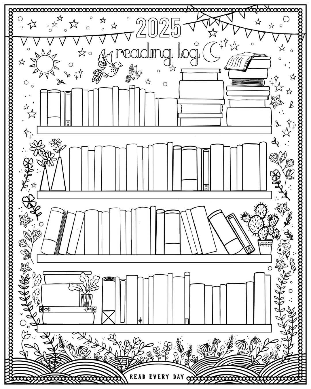 2025 Reading Log, Yearly Reading Log, Monthly Reading Log
