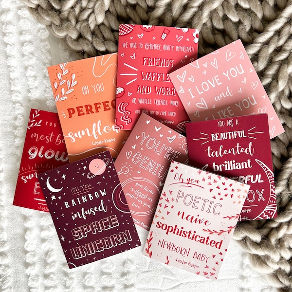 Original Leslie Knope Compliment Galentines Greeting Cards, Ann Perkins Valentines Parks and Rec Card, Single Card or Set of 8