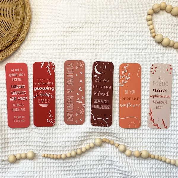 Leslie Knope Ann Perkins Compliments Galantines Day Bookmarks - Set of Six, Valentines Bookmark Pack, Parks and Rec Bookmark Set