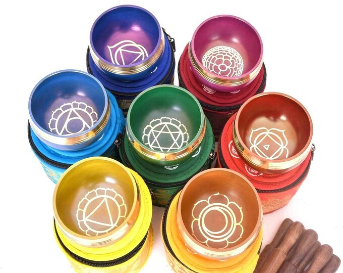 Singing Bowl Set of 7 - Tibetan Sound Healing Meditation Bowls - All in ...