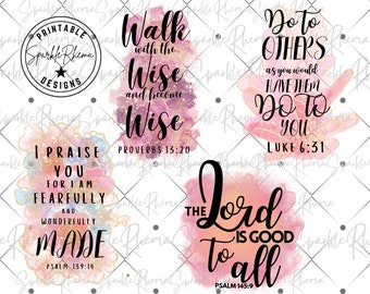 Christian Png Bundle, Set Of 4 Scripture Png, Bible verse Png, Sublimation Design, Religious Png, Watercolor Png, Png For Sublimation