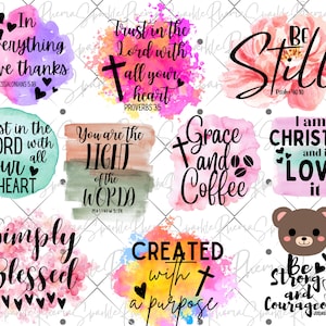 Schrift 10er Set, christliches Png Bundle, religiöse Png, Sublimation Designs, Bibel vers png, Sublimation Set von 10, Aquarell Png