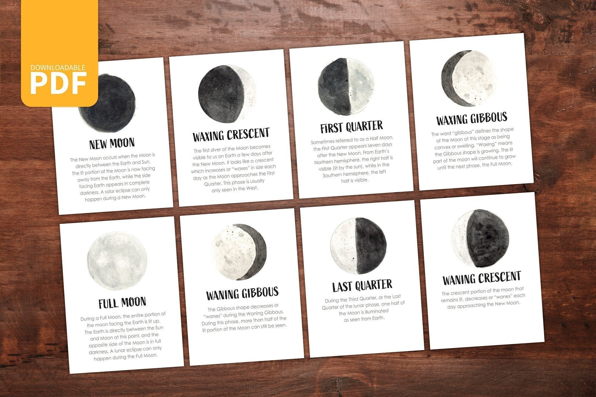 Schede flash sulle fasi lunari - Fasi lunari - PDF - DIGITALE - Fatti sulla luna - Sistema solare - Pianeti - Scienza - Educazione spaziale - Download
