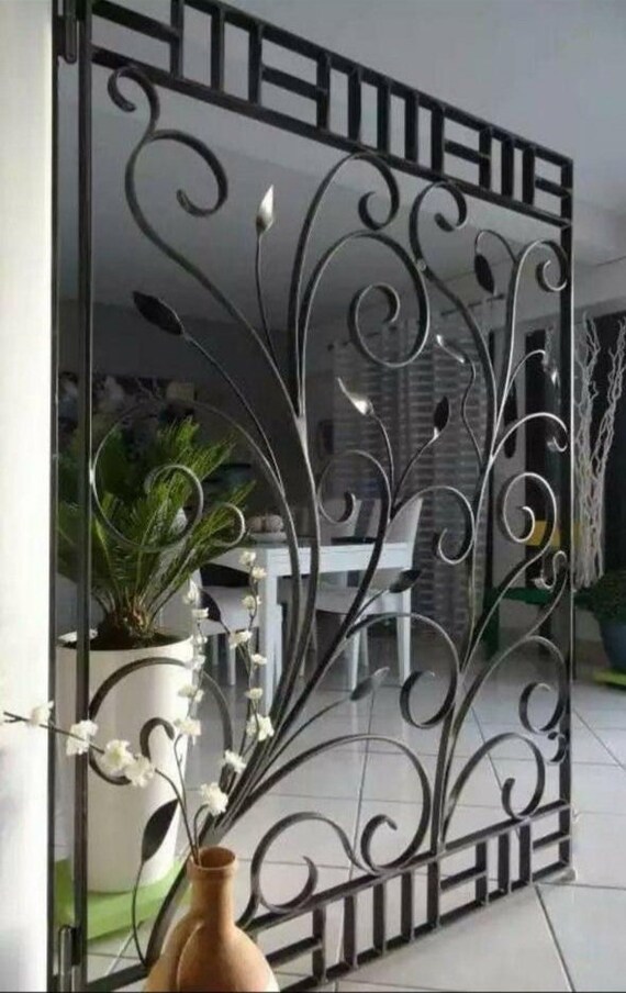 Flower Design Iron Grill Grill Indoor Grill Iron Bar Grill Etsy