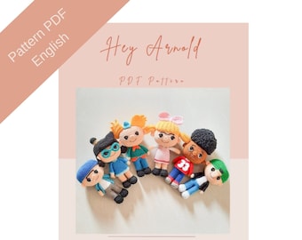 PDF PATTERN. Hey Arnold, Helga, Gerald, Phoebe, Harold, Sid Crochet pattern ENGLISH