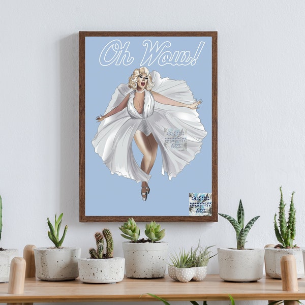 Jimbo The Drag Clown Art Print - Marilyn Monroe Look - Rupaul's Drag Race All Stars 8 - @GlennMurphyArt