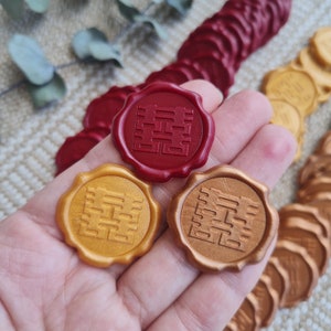 Sceaux de cire, Double bonheur, Faire-part chinois, Papier vélin pré plié, Papier vélin, Mariage chinois, Veste en vélin 5 x 7 pouces, Logo Xi