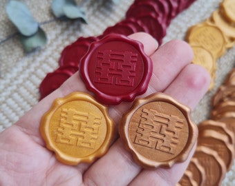 Wax Seals, Double Happiness, Chinese Invitation, Pre folded Vellum Wrap, Vellum Paper, Chinese Wedding, Vellum Jacket 5x7 , Xi Logo