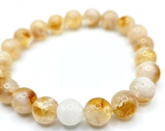 Handmade Citrine Stretch Bracelet | Genuine 8mm Citrine Gemstones | November Birthstone Bracelet | Crystal Jewelry | Healing Stone Bracelet