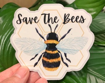 Save The Bees Sticker, Protect the Bees Waterproof Sticker, Save the Pollinators Vinyl Sticker, Honey Bees waterbottle sticker