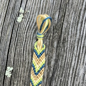 Blue, yellow, and green  friendship bracelet