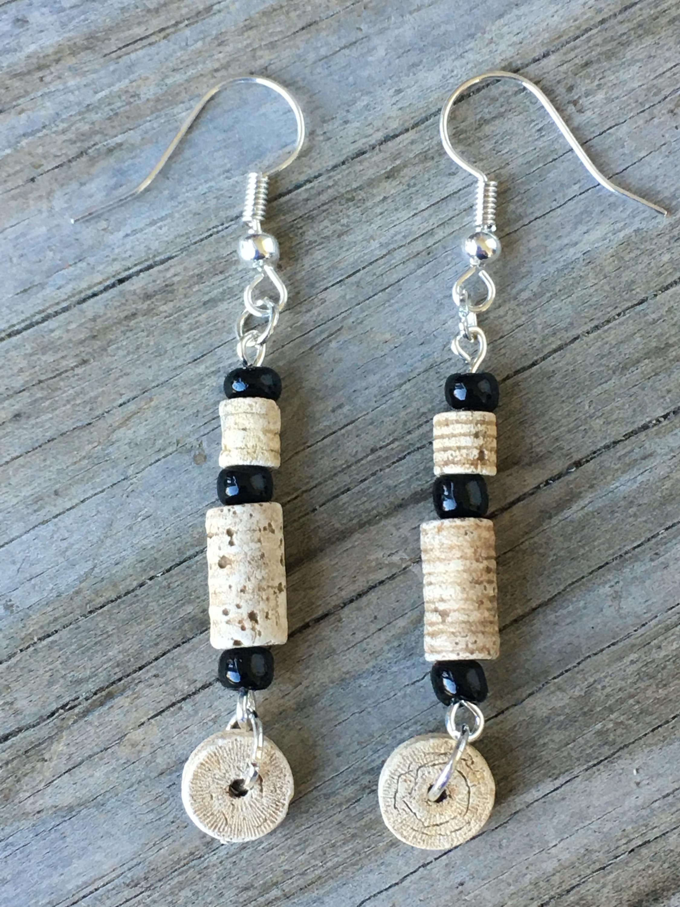Crinoid fossil Earrings with glass beads Indiana Crinoids