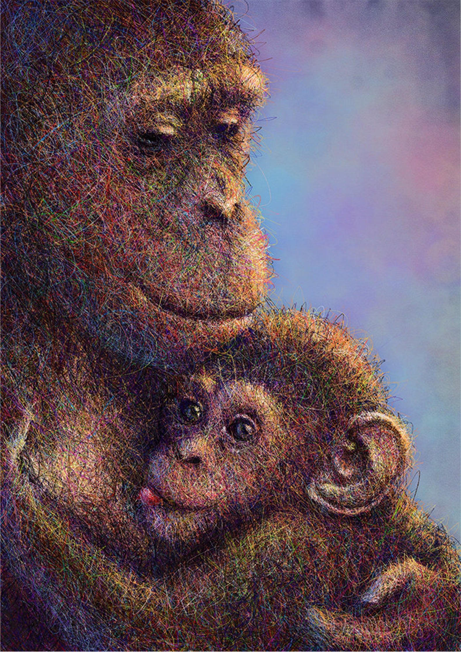 Mom and Baby Animal Print Safari Animals Art African Nursery Etsy