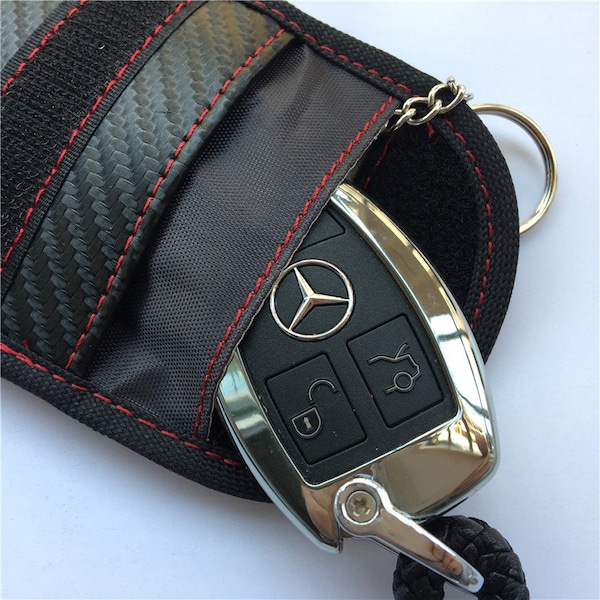 Carbon fibre faraday pouch for key fob, Keyless Car Protection Bag, faraday bag, rfid pouch, rfid bag, key bag, anti-theft key pouch