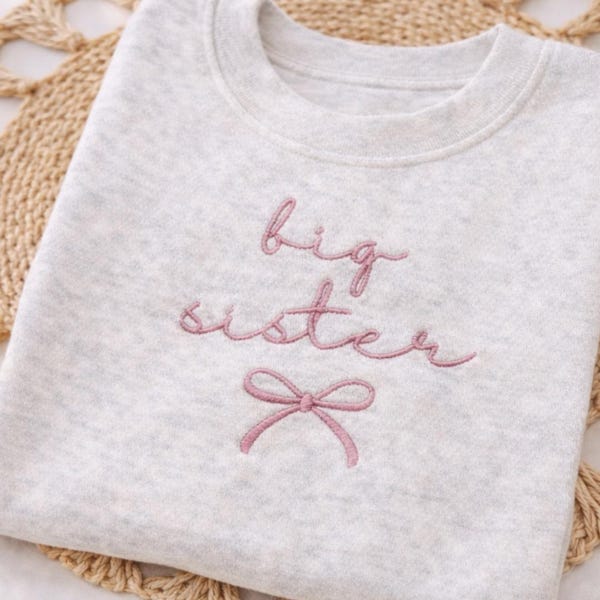 Embroidered Big Sister Toddler Sweatshirt | Personalized Announcement