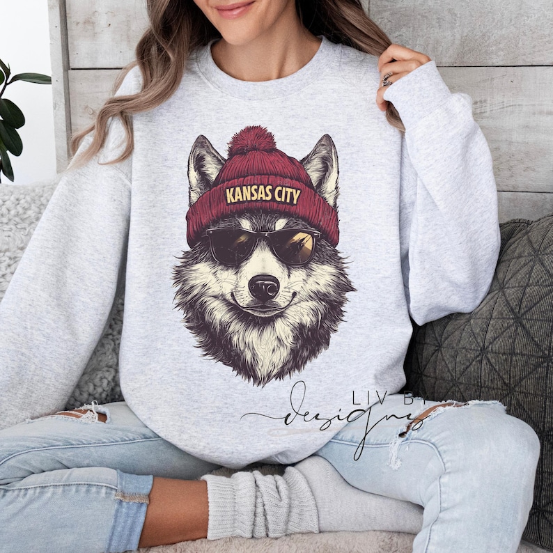 Kansas City Fußball-Sweatshirt | Wolf Sublimiert Rundhalsausschnitt, Game Day Bekleidung Bild 2