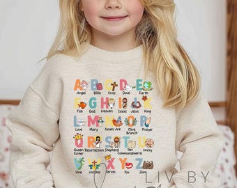 Christian Alphabet Toddler Crewneck – Faith-Based ABC Sweatshirt