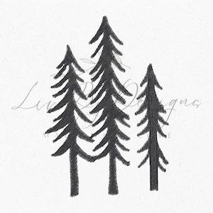 3 Tall Tree for embroidery; 3 Tall Trees embroidery file - 3 different sizes