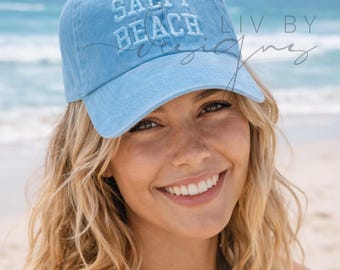 Salty Beach Embroidered Hat | Summer Vibes Adjustable Hat | Gift Idea for her | Beach life ballcap