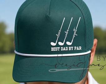 Personalisierte Golfmütze für Papa, benutzerdefinierte bester Vater durch Par verstellbare Kappe, Papa Name Golfgeschenk, Ehemann und Kinder Geschenk Vatertagsgeschenk
