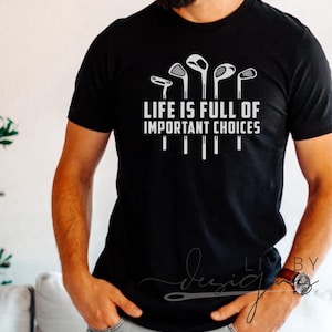 “Black Comfort Colors golf tee with DTF golf club lineup design”