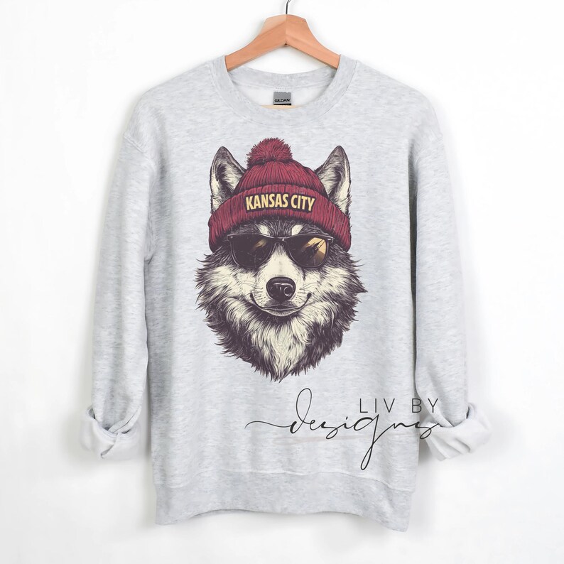 Kansas City Fußball-Sweatshirt | Wolf Sublimiert Rundhalsausschnitt, Game Day Bekleidung Bild 3