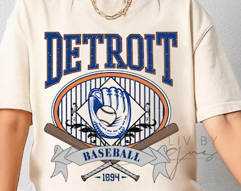 Detroit Baseball Comfort Colors T-shirt | Vintage Match Day-tröja