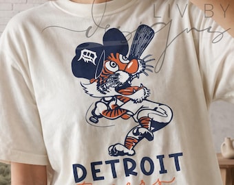 Detroit Baseball Shirt Comfort Colors Vintage Tee Retro Tiger Apparel Gameday Outfit Michigan Sport Fan Gear Unisex Design Relaxed Fit