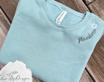 Custom Embroidered Sweatshirt, Personalized Name Sleeve, Gift for Mom
