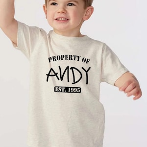 Property of Andy Toddler Tshirt | Disney Trip Tshirt for Toddler | Toy Story Attire for kids | Spring Break Trip to Disney