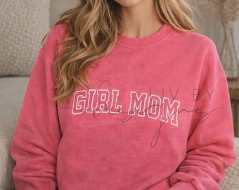 Embroidered Mom Sweatshirt | Comfort Colors, Personalized Sleeve