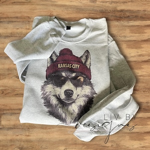 Kansas City Fußball-Sweatshirt | Wolf Sublimiert Rundhalsausschnitt, Game Day Bekleidung Bild 1