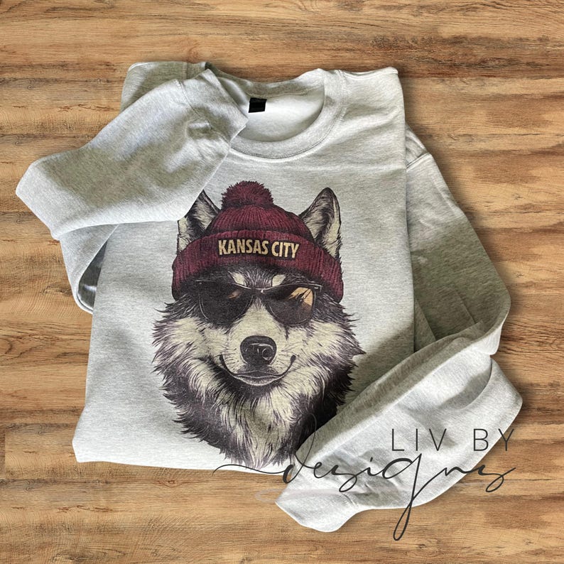 Kansas City Fußball-Sweatshirt | Wolf Sublimiert Rundhalsausschnitt, Game Day Bekleidung Bild 1