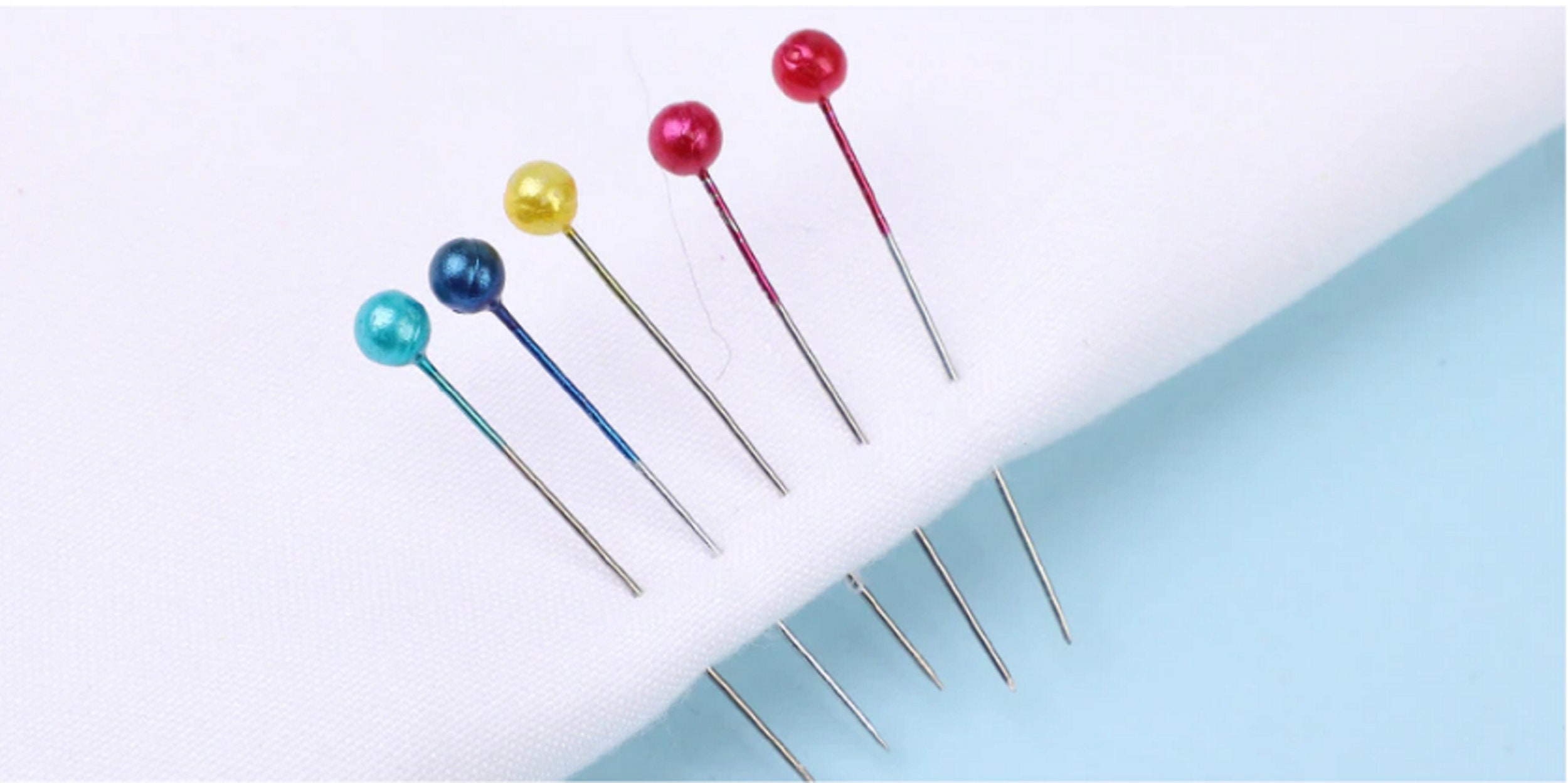 Sewing Straight Head Pins Colourful White Round Pearl Head Etsy