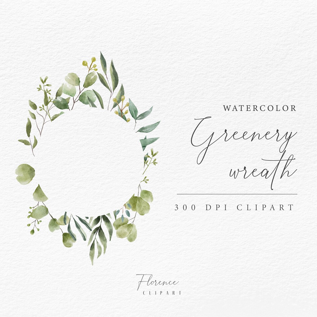 Watercolor Wreath Clipart Green Leaves Frame Wreath Png - Etsy Australia