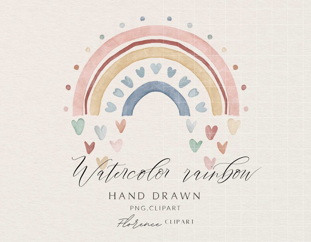 Boho Watercolor Rainbow Clipart Hand Drawn Pastel Rainbow PNG - Etsy UK