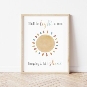 This Little Light of Mine | Christian Wall Art | Sunday School |  Kids Room | Sunshine | Toy Room | Home Décor | Classroom