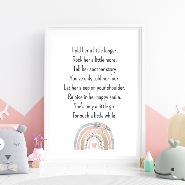 Hold her a little longer | Woodland Nursery Print | Poster | Wall Art | Forest Friends | Poem | Home Décor | Girls Room