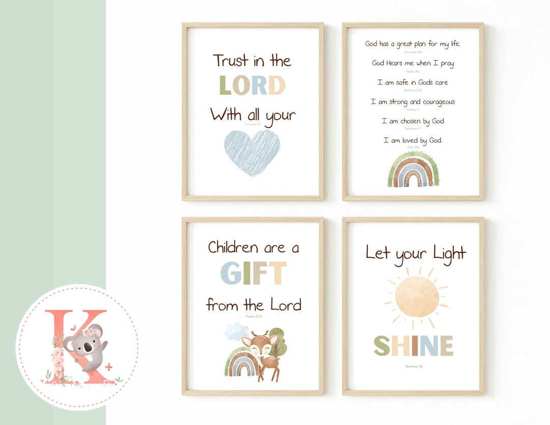 Kids Bible Verse Wall Art Scripture Prints Bible Sunday School
